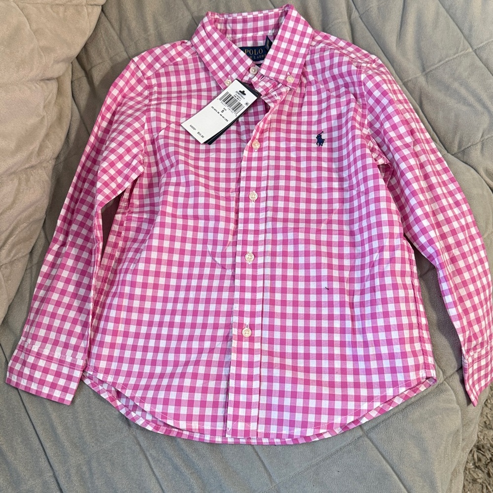 Ralph Lauren Pink and White Plaid Shirt